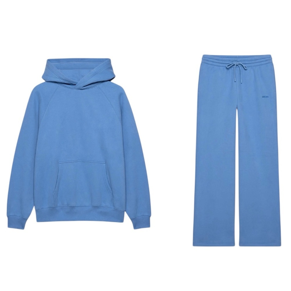 NEW ARITZIA TNA Sweatfleece Hoodie and Sweatpants Set in French Blue
